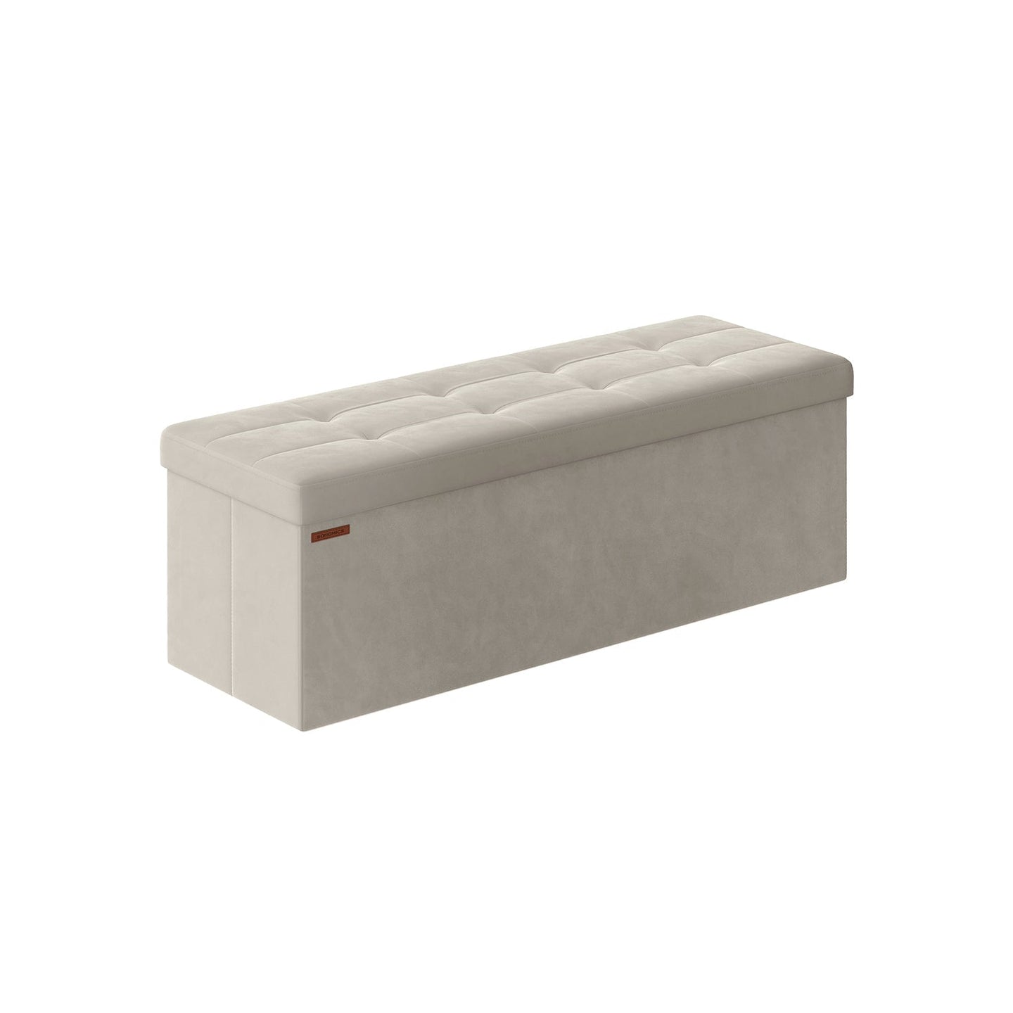 Foldable Storage Ottoman Bench - Velvet - Cream White - Includes Extra Storage Boxes