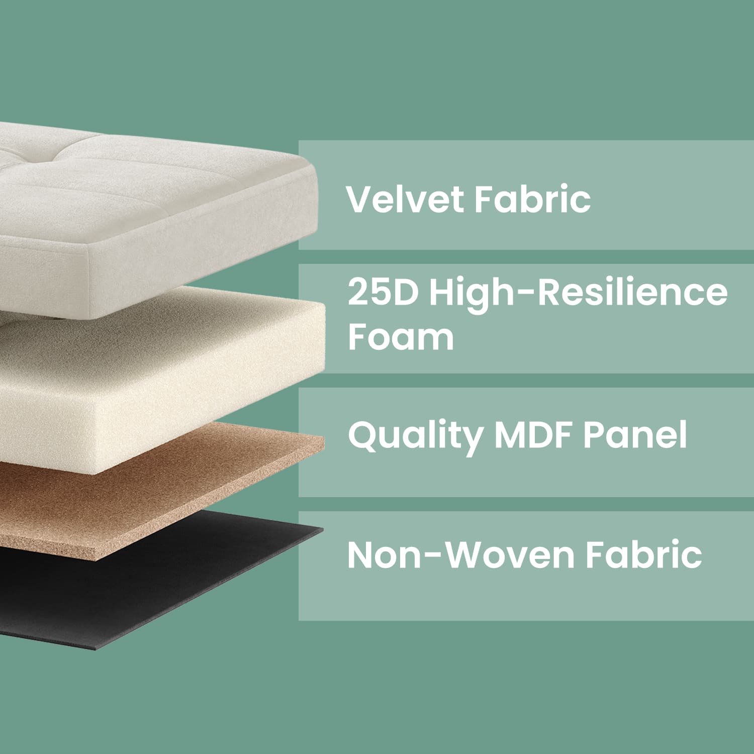Foldable Ottoman - Fabric - Slate Grey - Storage Footstool with 300 kg Capacity