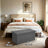 Linen Look Ottoman - Foam - Dark Grey - Folding Design