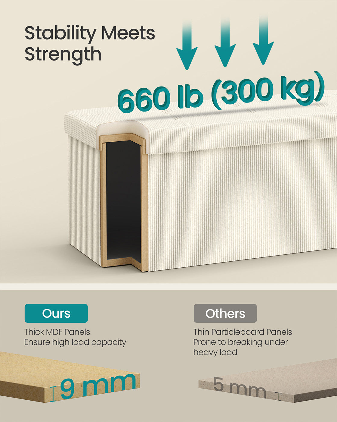 Foldable Storage Ottoman Bench - Fabric - Jelly Pink - Versatile Foot Rest and Storage Solution