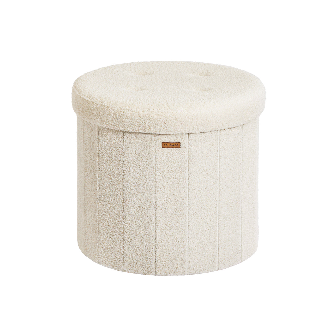 Round Storage Ottoman - Jelly Pink - Teddy Fleece