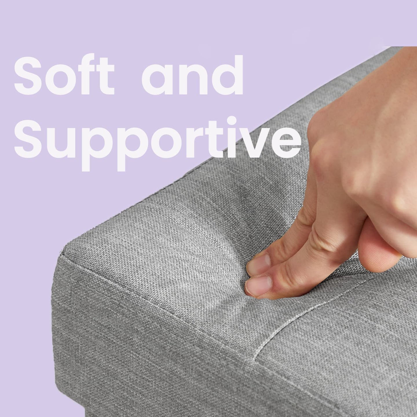 Storage Ottoman Bench - Linen Fabric - Light Grey - Versatile Folding Design
