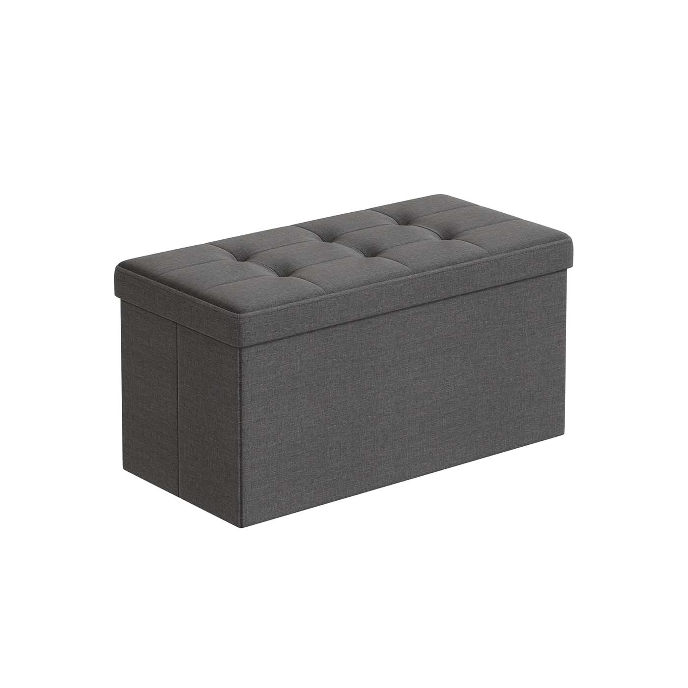 Storage Ottoman - Fabric - Ink Black - Foldable with Storage