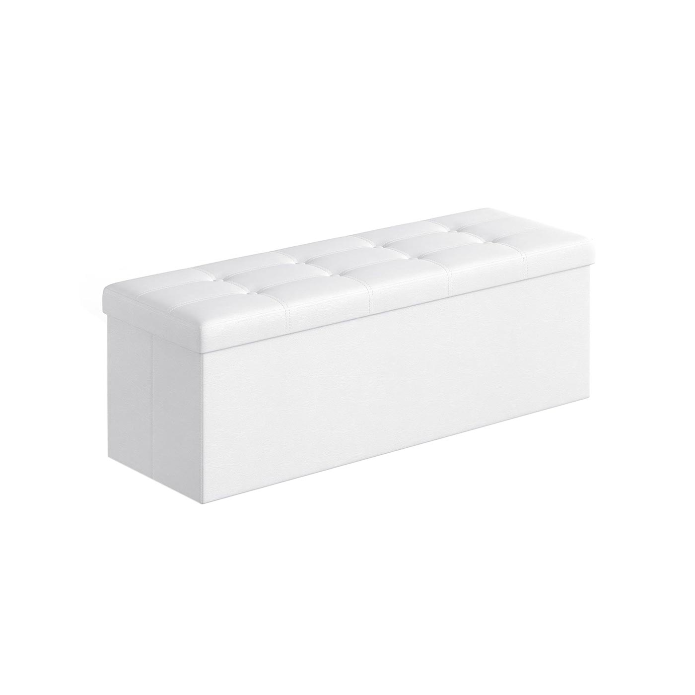 Large Storage Ottoman - Fabric - White - Foldable and Versatile with 300 kg Load Capacity