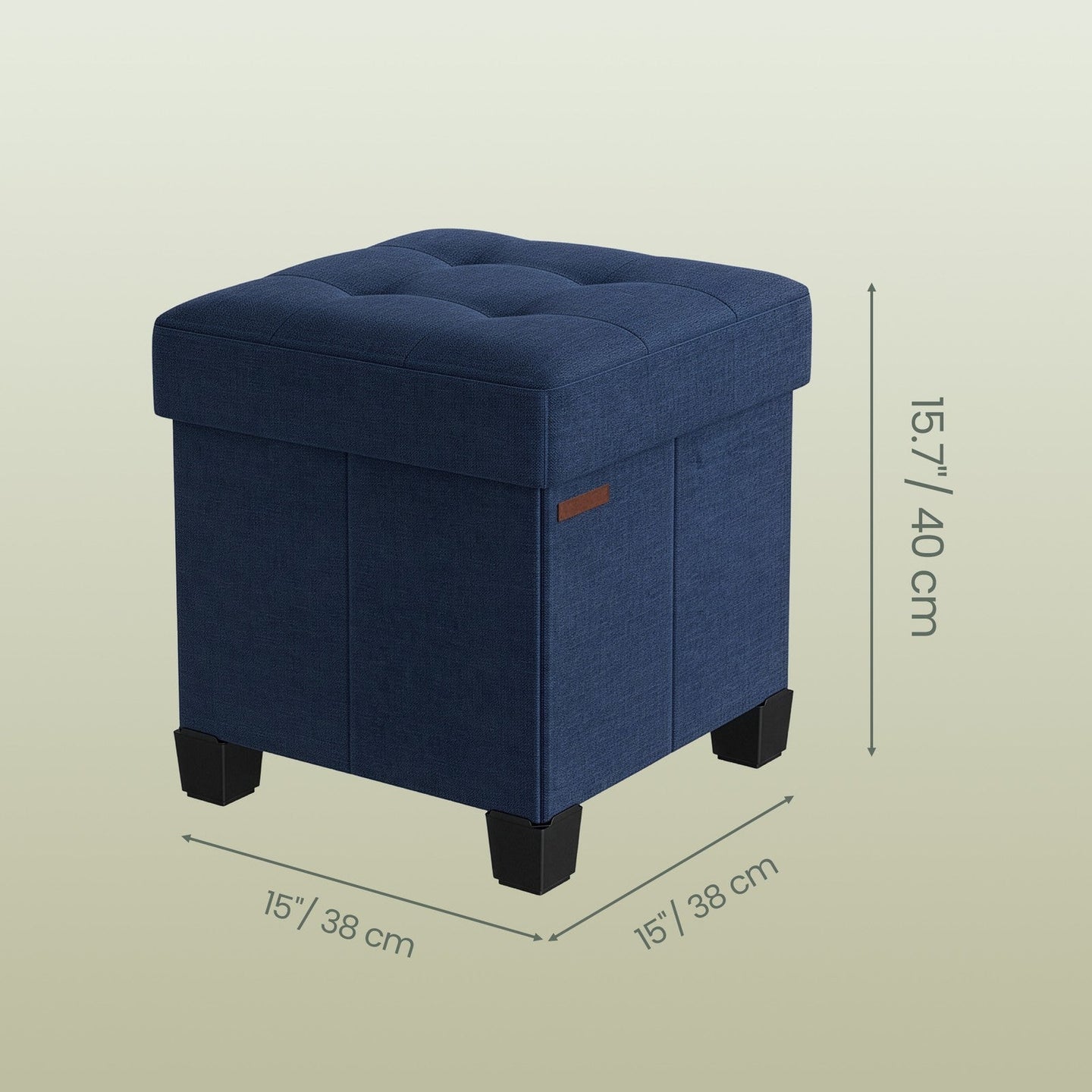 Storage Ottoman - Fabric - Ink Black - Foldable with Storage