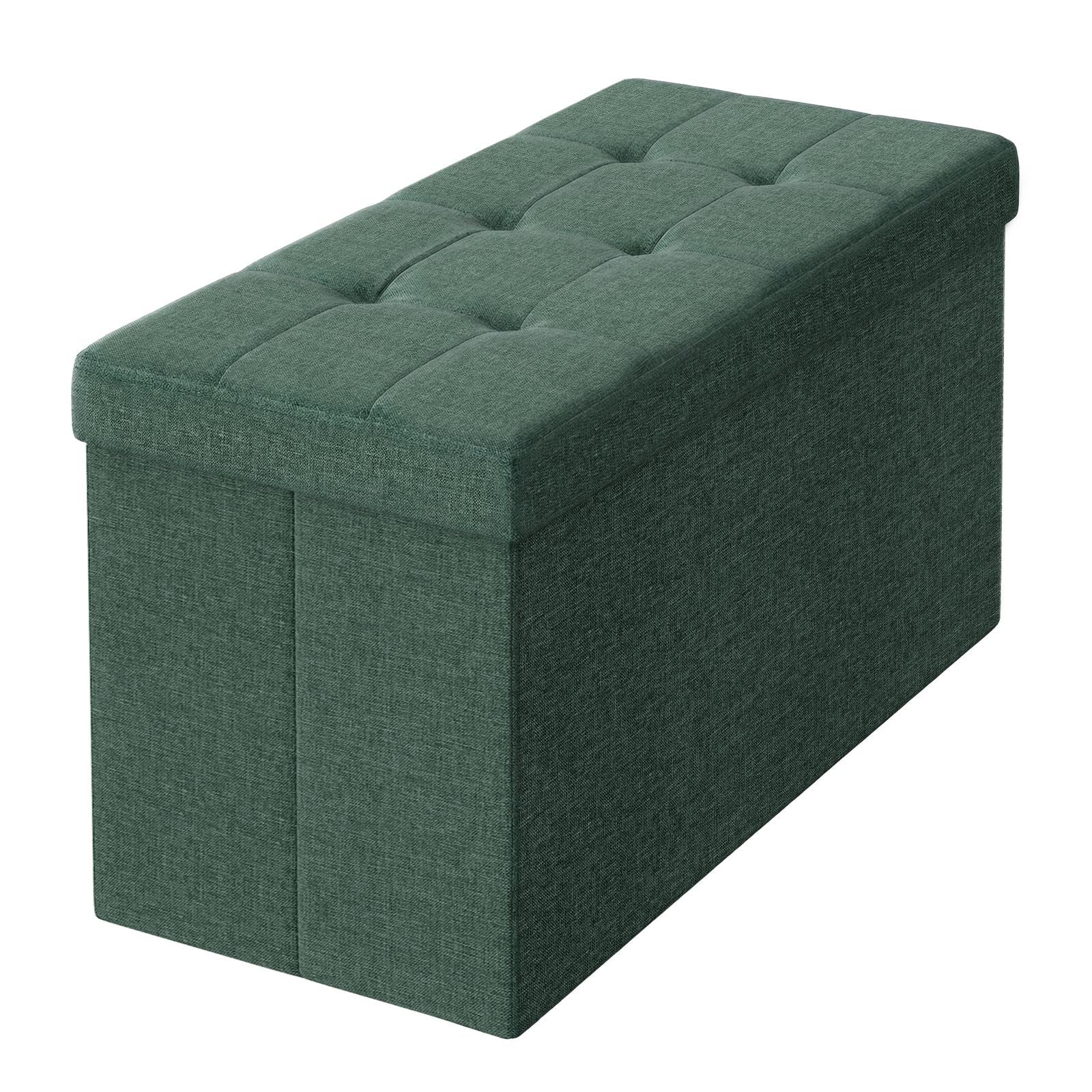 Storage Ottoman Bench - MDF and Linen-Look Fabric - Vintage Green