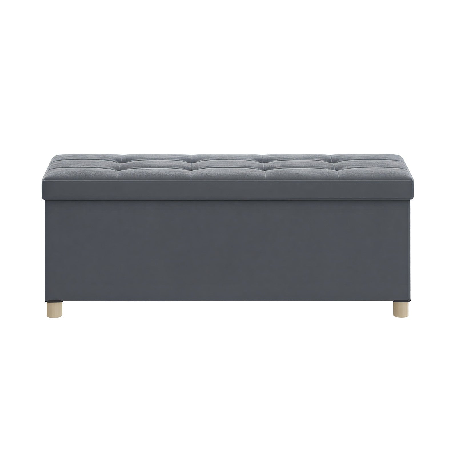 Foldable Storage Ottoman - Velvet - Cappuccino Beige - 112 L Capacity with Lid