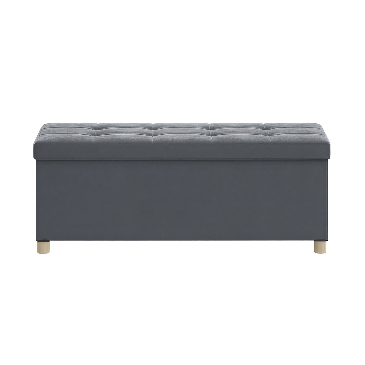 Foldable Storage Ottoman - Velvet - Cappuccino Beige - 112 L Capacity with Lid