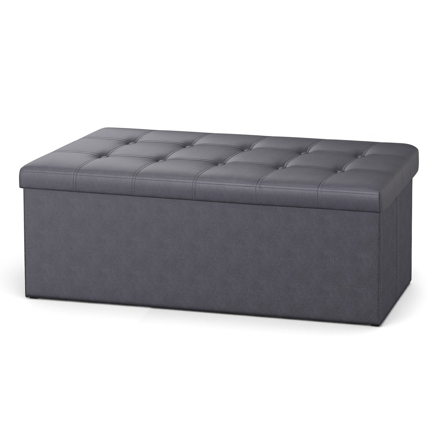 Folding Storage Bench - Fabric - Ink Black - Versatile Ottoman with Internal Storage