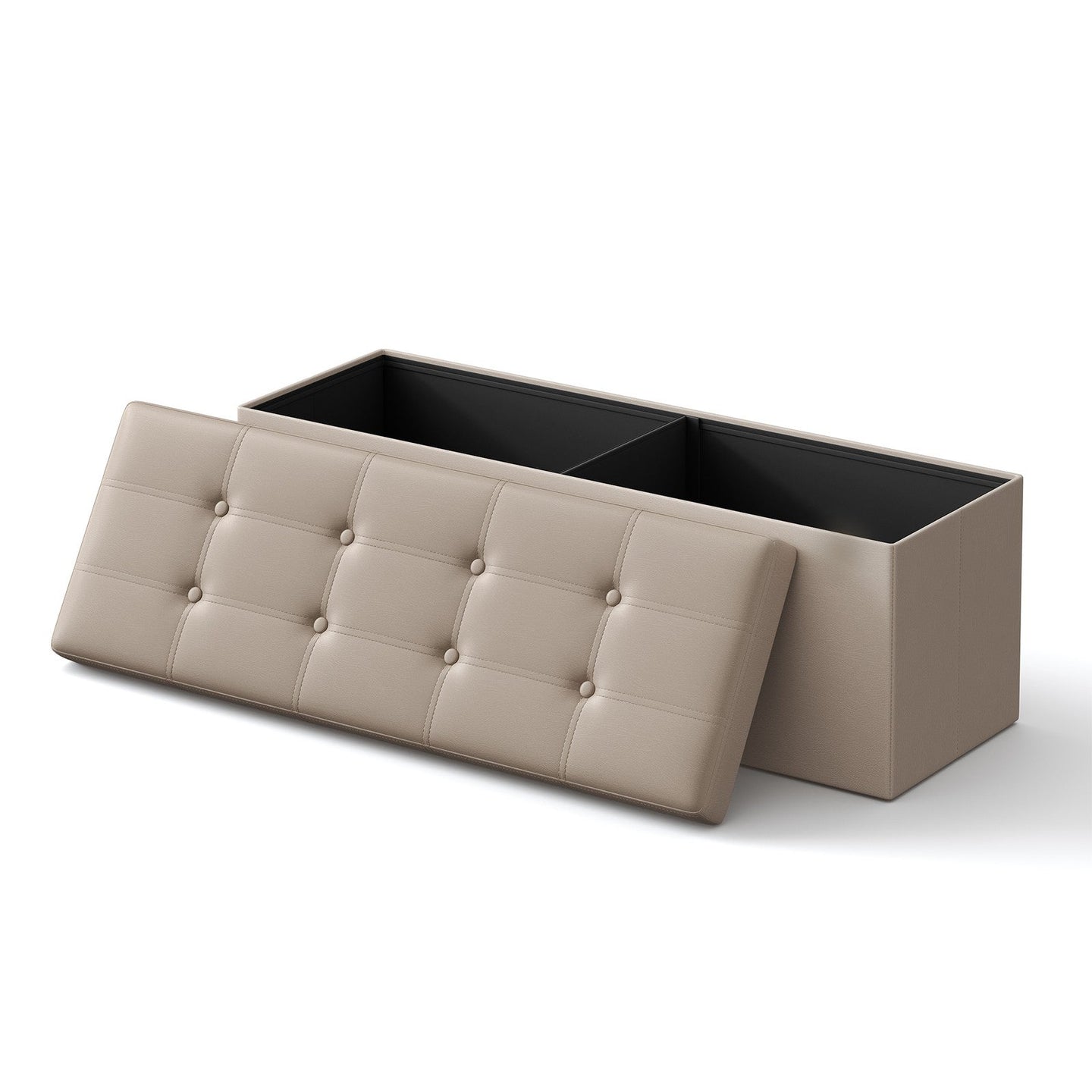 Folding Storage Bench - Fabric - Ink Black - Versatile Ottoman with Internal Storage