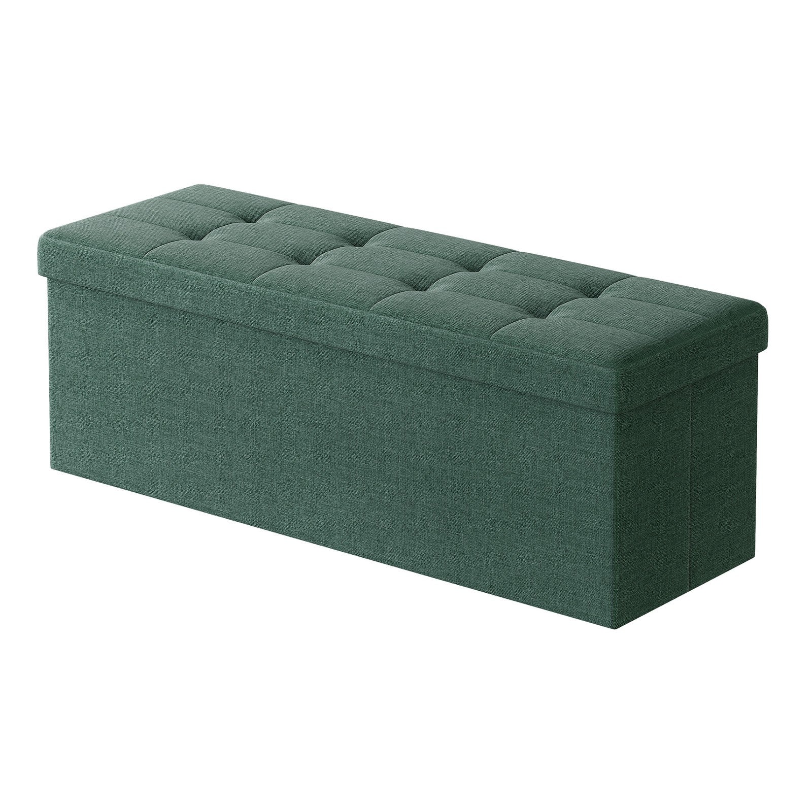 Storage Ottoman Bench - MDF and Linen-Look Fabric - Green
