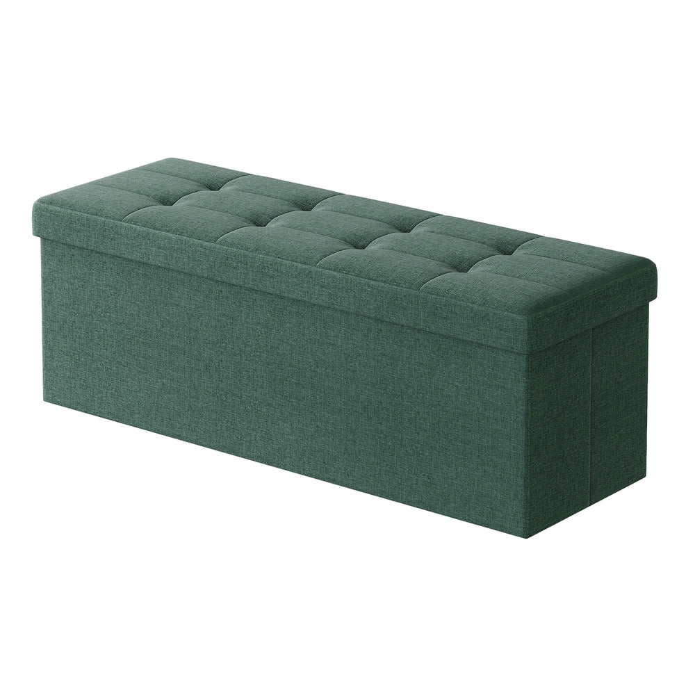 Storage Ottoman Bench - MDF and Linen-Look Fabric - Green