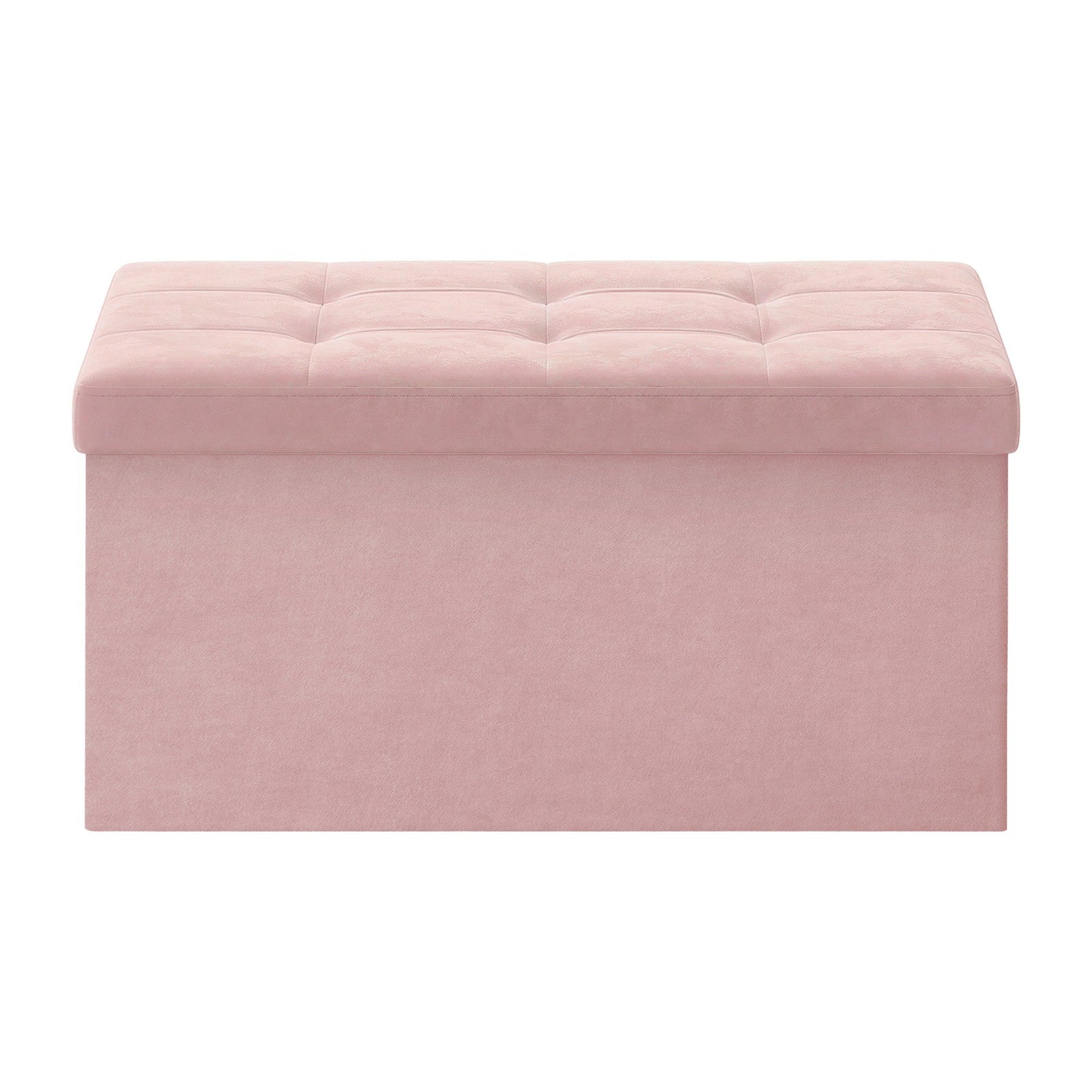 Storage Ottoman, Foldable Velvet Storage Bench - MDF and Velvet - Pink
