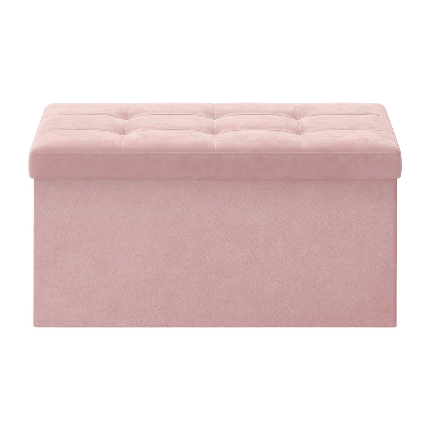 Storage Ottoman, Foldable Velvet Storage Bench - MDF and Velvet - Pink