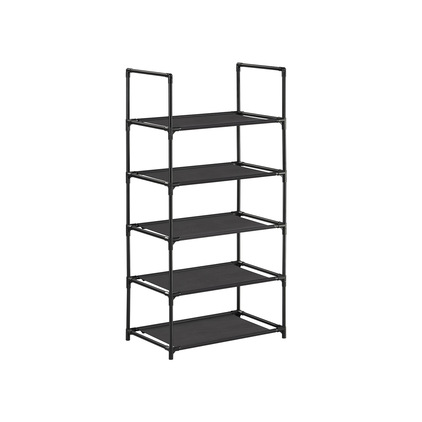5-Tier Shoe Rack - Metal Frame - Black