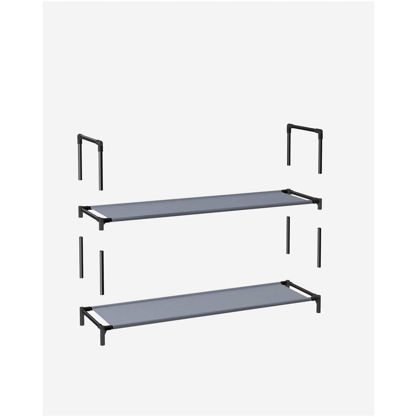 10-Tier Shoe Rack - Metal Frame - Black - Space-Saving Shoe Storage