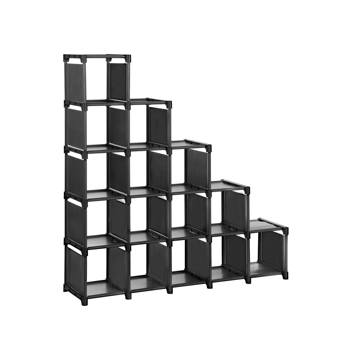 16-Cube Shoe Rack - Engineered Wood - Black