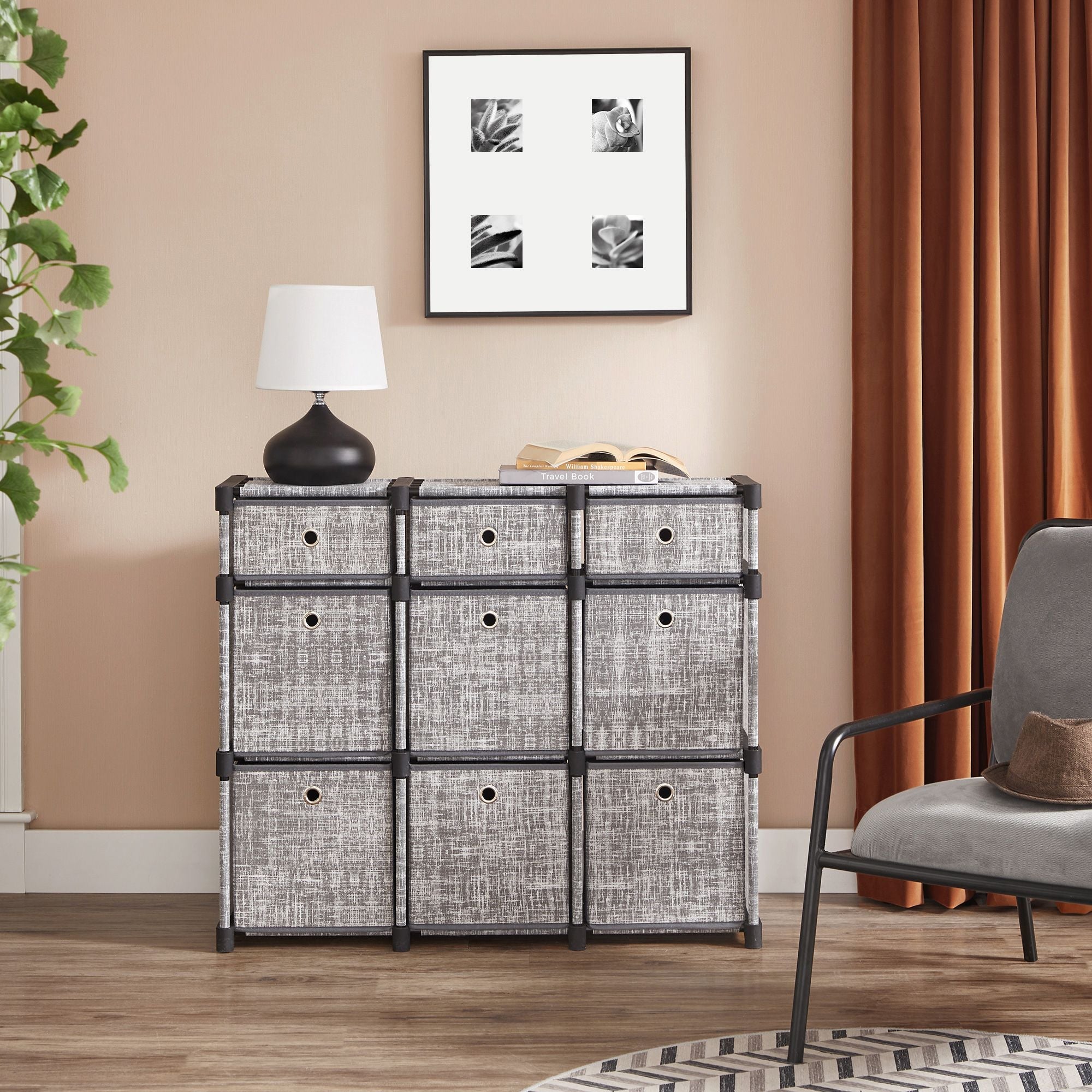 9-Cube Storage Unit - Wood - Heather Grey - Versatile Closet and Bookcase Organizer