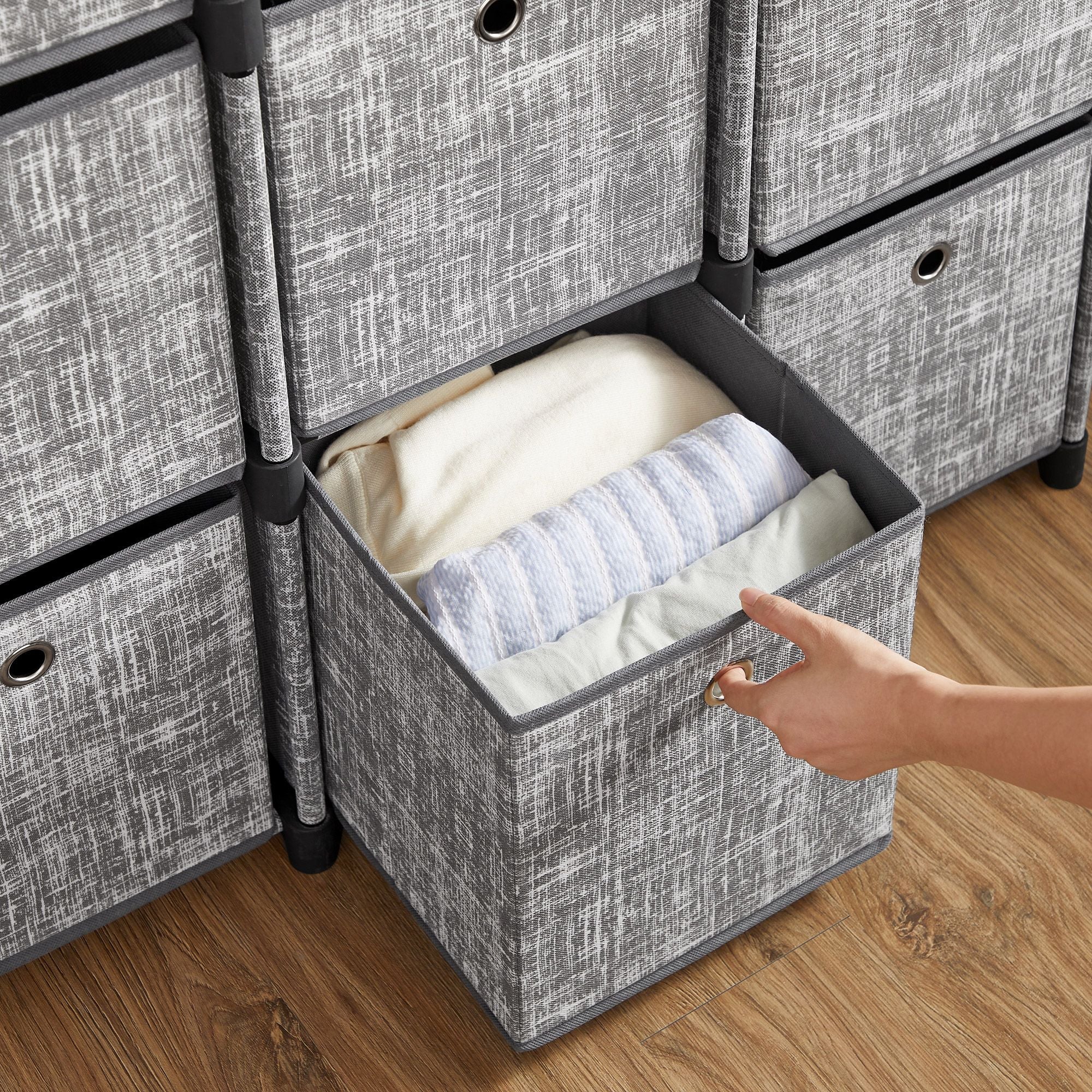 9-Cube Storage Unit - Wood - Heather Grey - Versatile Closet and Bookcase Organizer