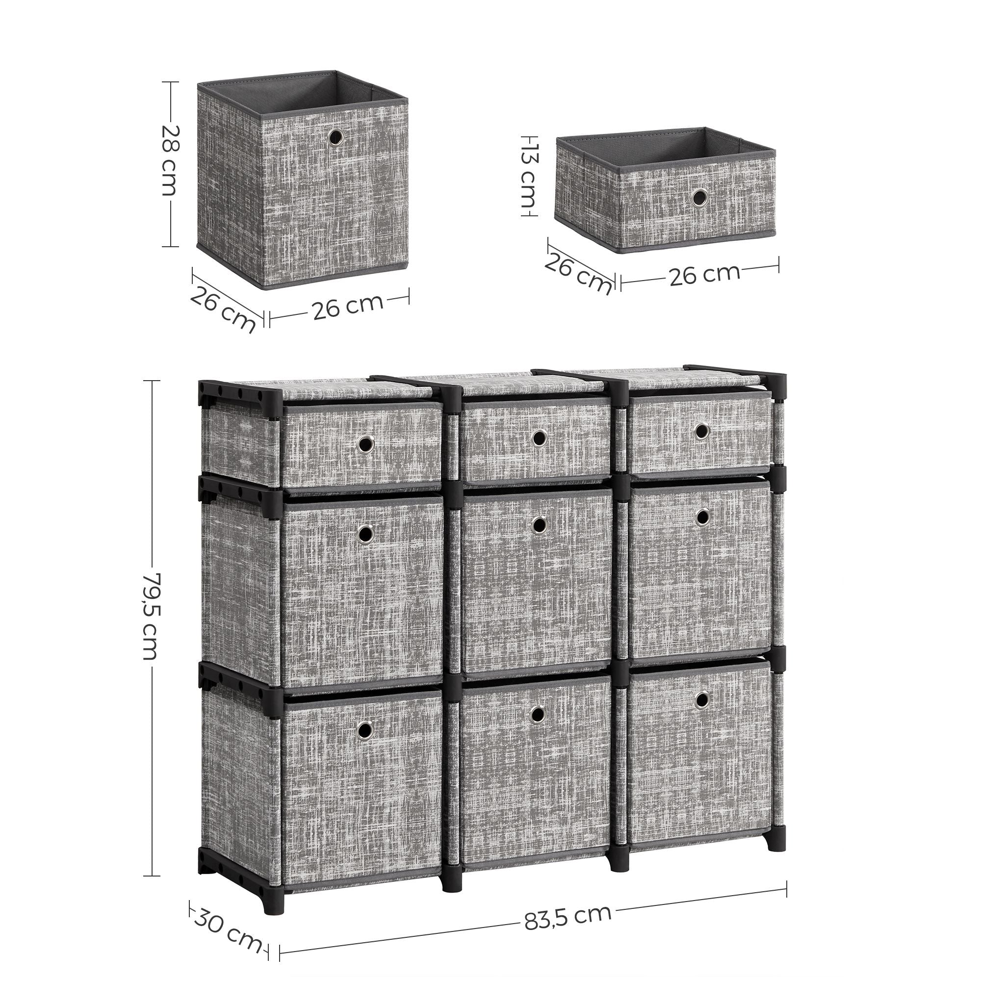 9-Cube Storage Unit - Wood - Heather Grey - Versatile Closet and Bookcase Organizer