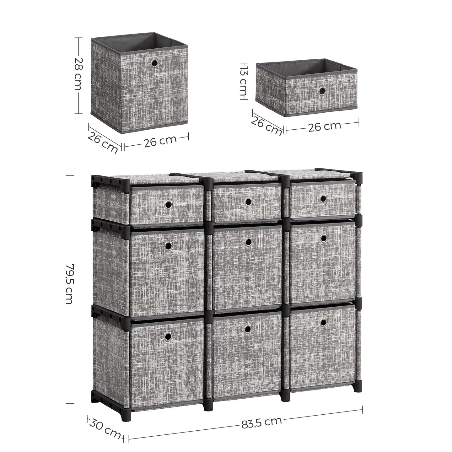 9-Cube Storage Unit - Wood - Heather Grey - Versatile Closet and Bookcase Organizer