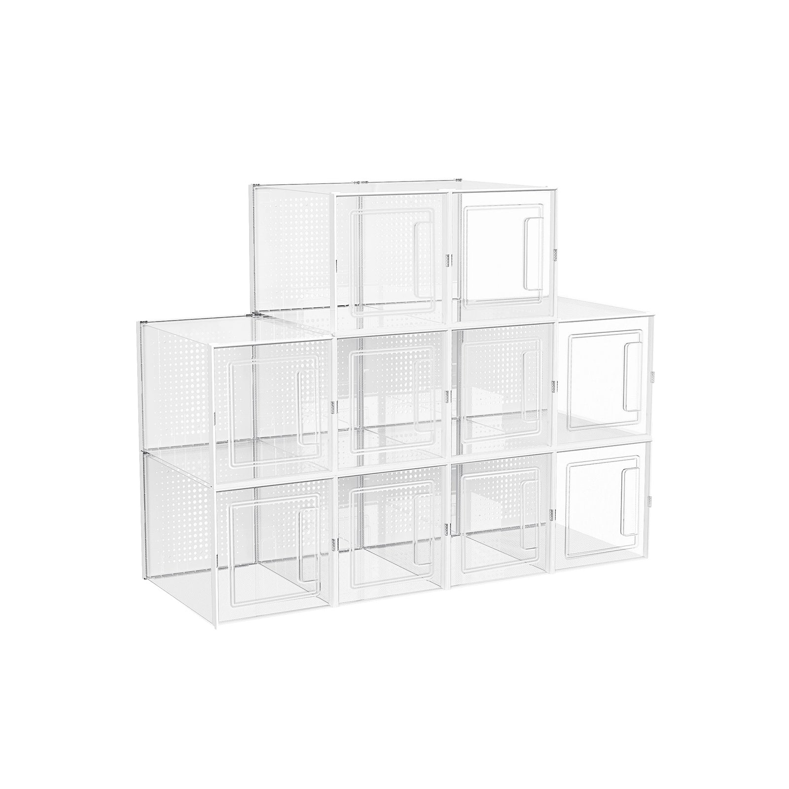 Shoe Storage Organisers - Plastic - Transparent - Stackable and Foldable