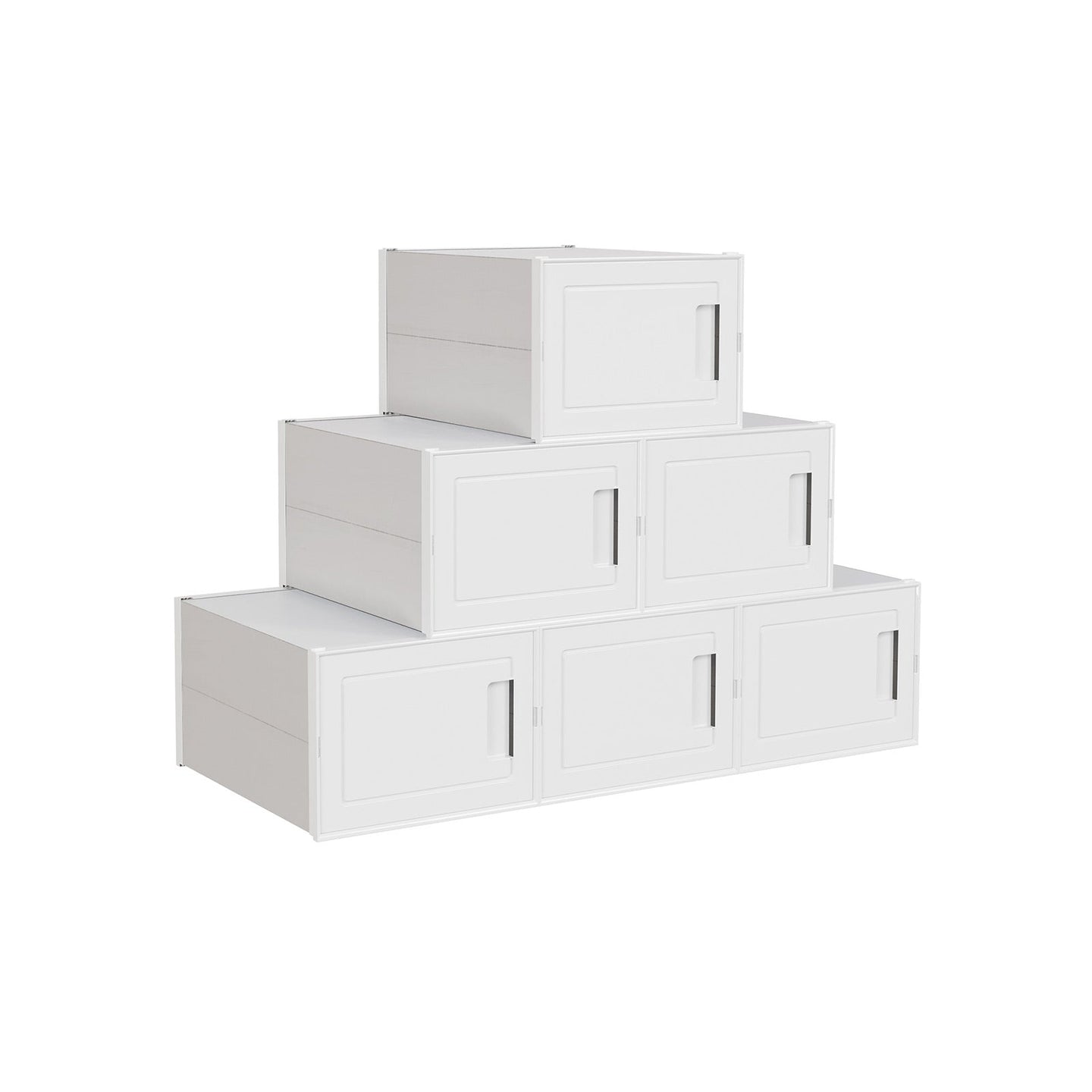 Shoe Organiser Box Set - Plastic - White - Stackable and Foldable