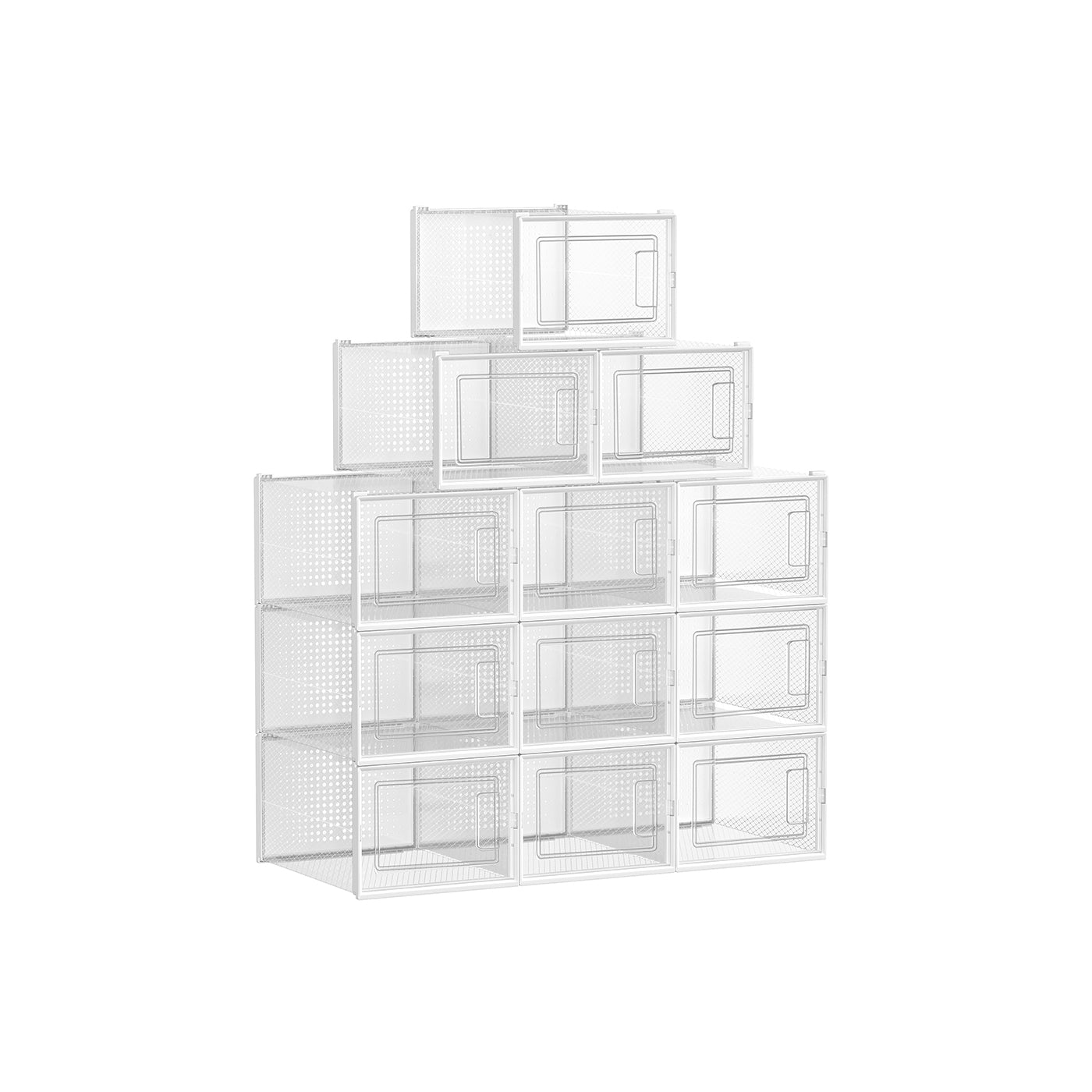 Shoe Storage Boxes - Plastic - Transparent and White - Stackable and Versatile