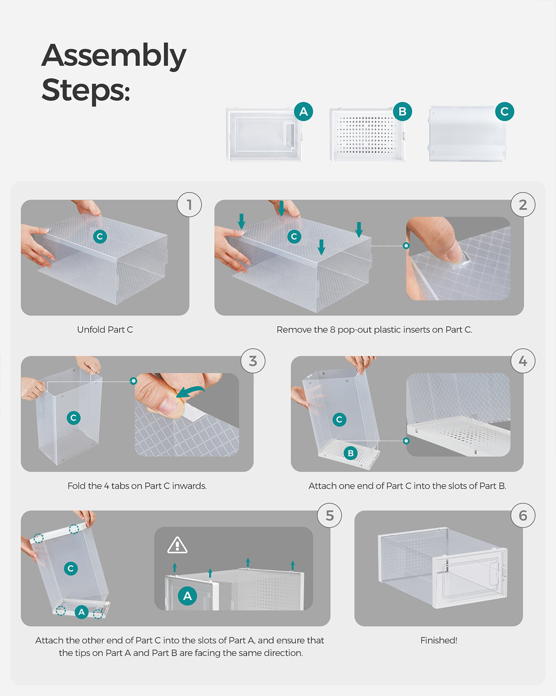 Shoe Storage Boxes - Plastic - Transparent and White - Stackable and Versatile