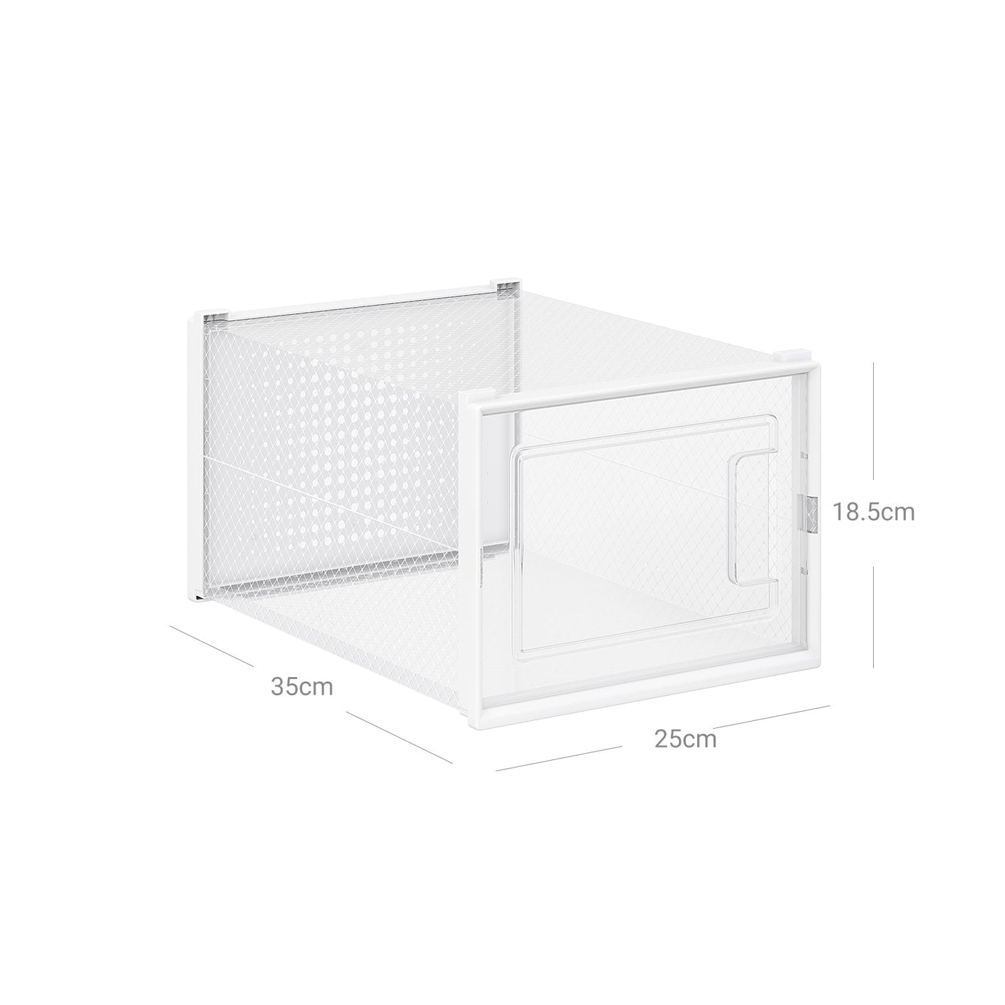 Shoe Storage Organisers - Plastic - Transparent and White - Stackable and Foldable