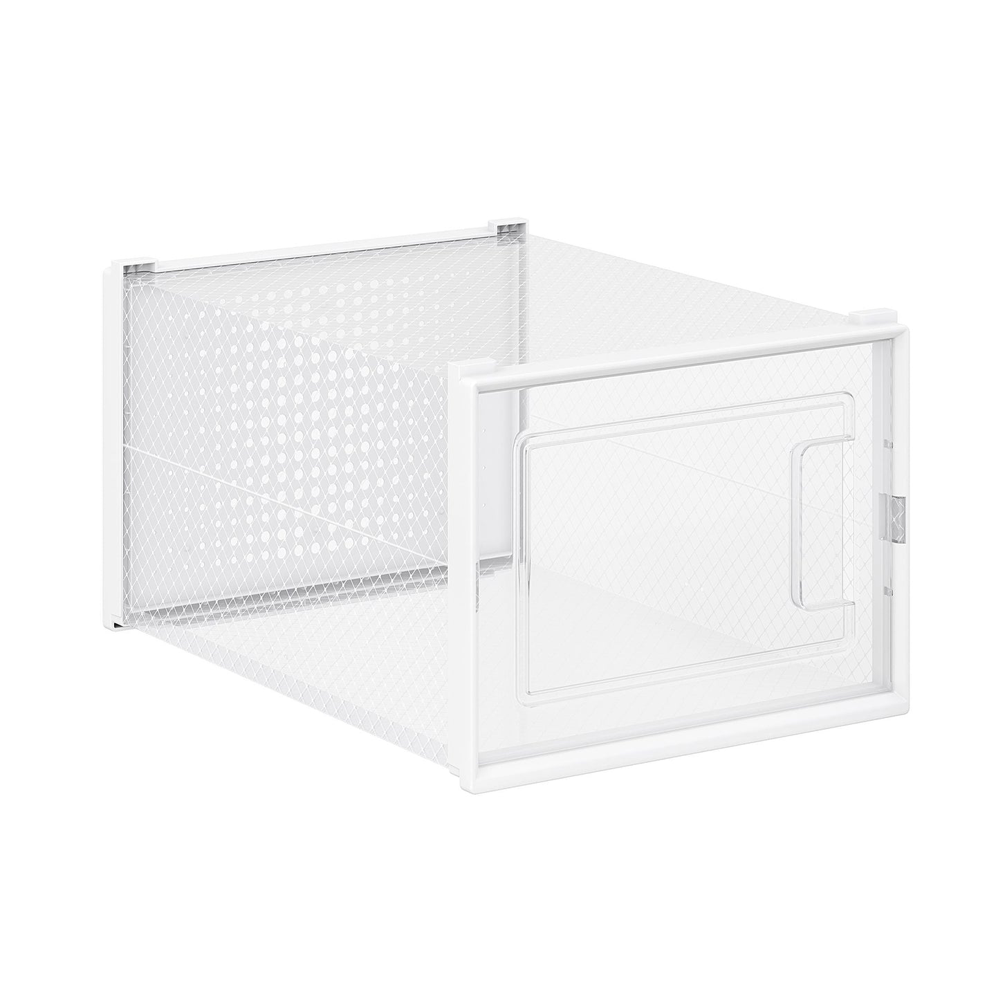 Shoe Storage Organisers - Plastic - Transparent and White - Stackable and Foldable