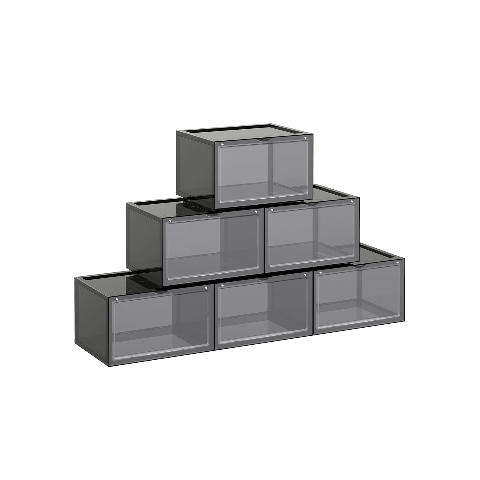 Shoe Organisers - Plastic - Grey - Stackable with Clear Door