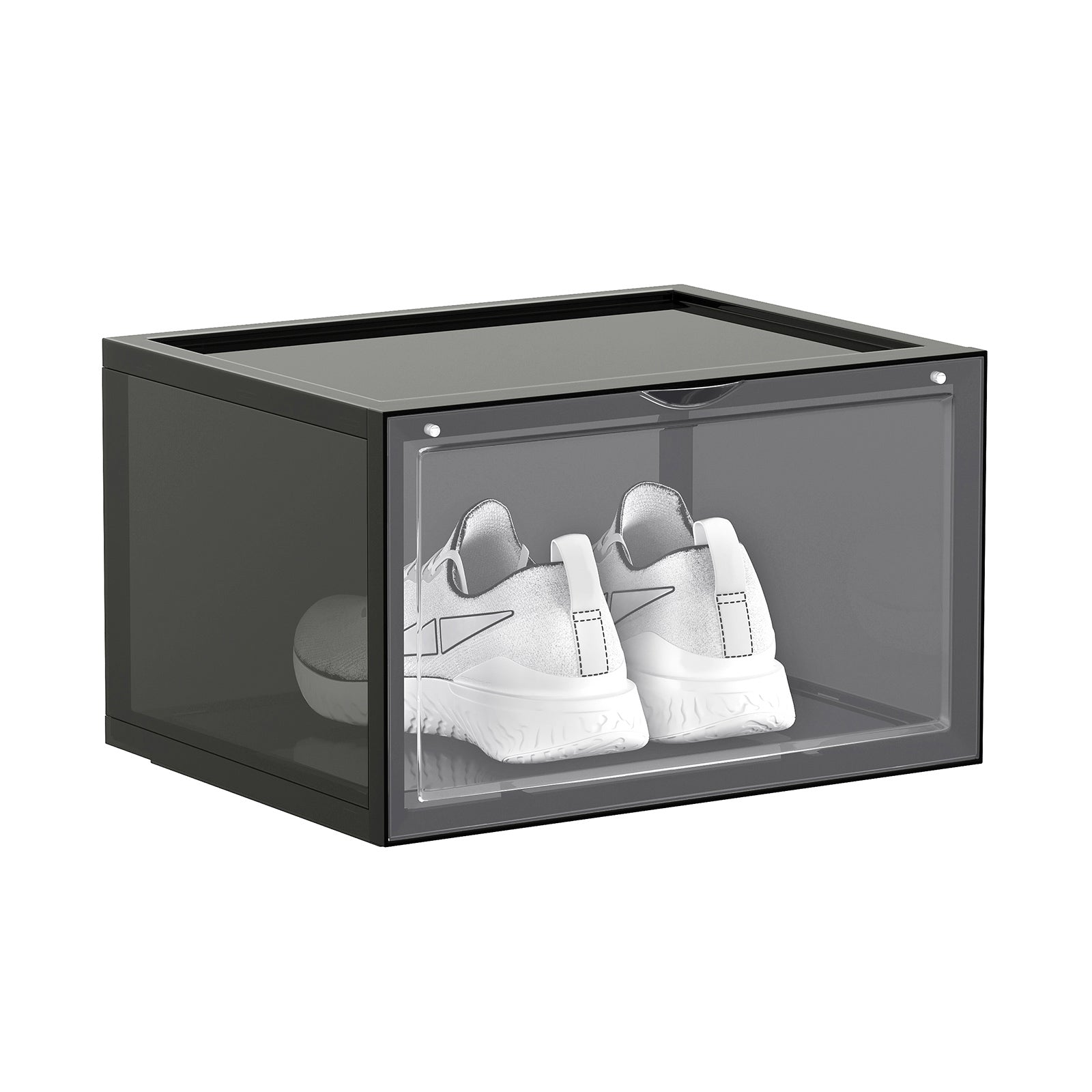 Shoe Organisers - Plastic - Grey - Stackable with Clear Door