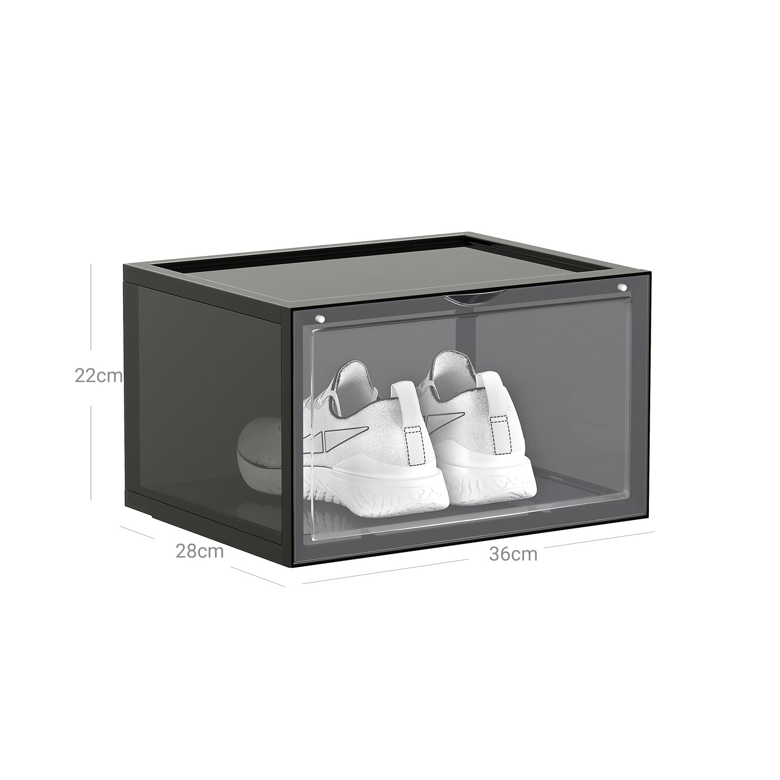 Shoe Organisers - Plastic - Grey - Stackable with Clear Door