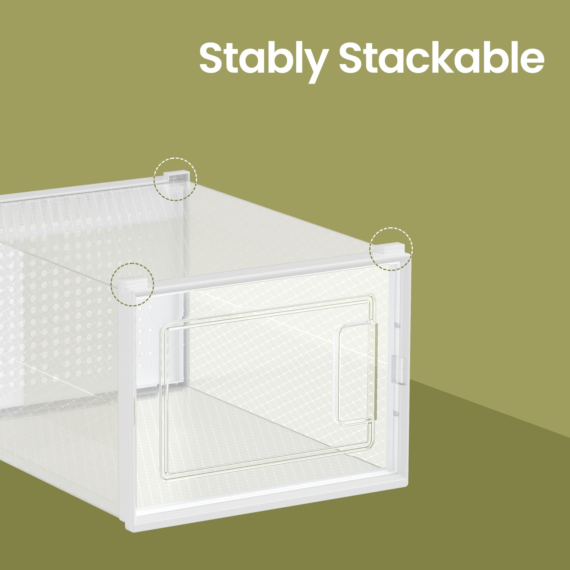 Set of 8 Sneaker Storage Boxes - Plastic - White and Transparent - Foldable and Stackable