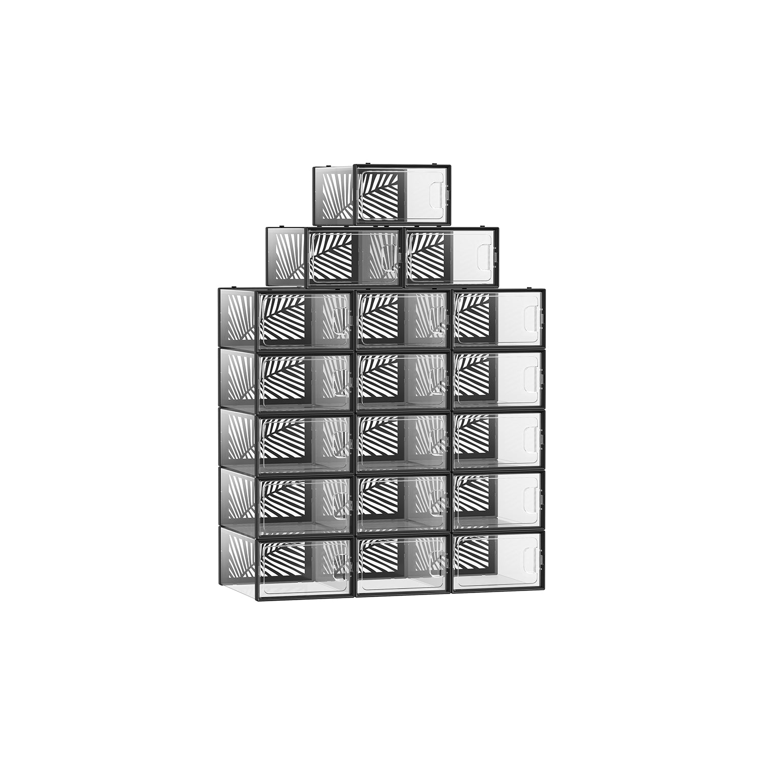 Pack of 18 Transparent Plastic Shoe Storage Boxes - Stackable and Breathable