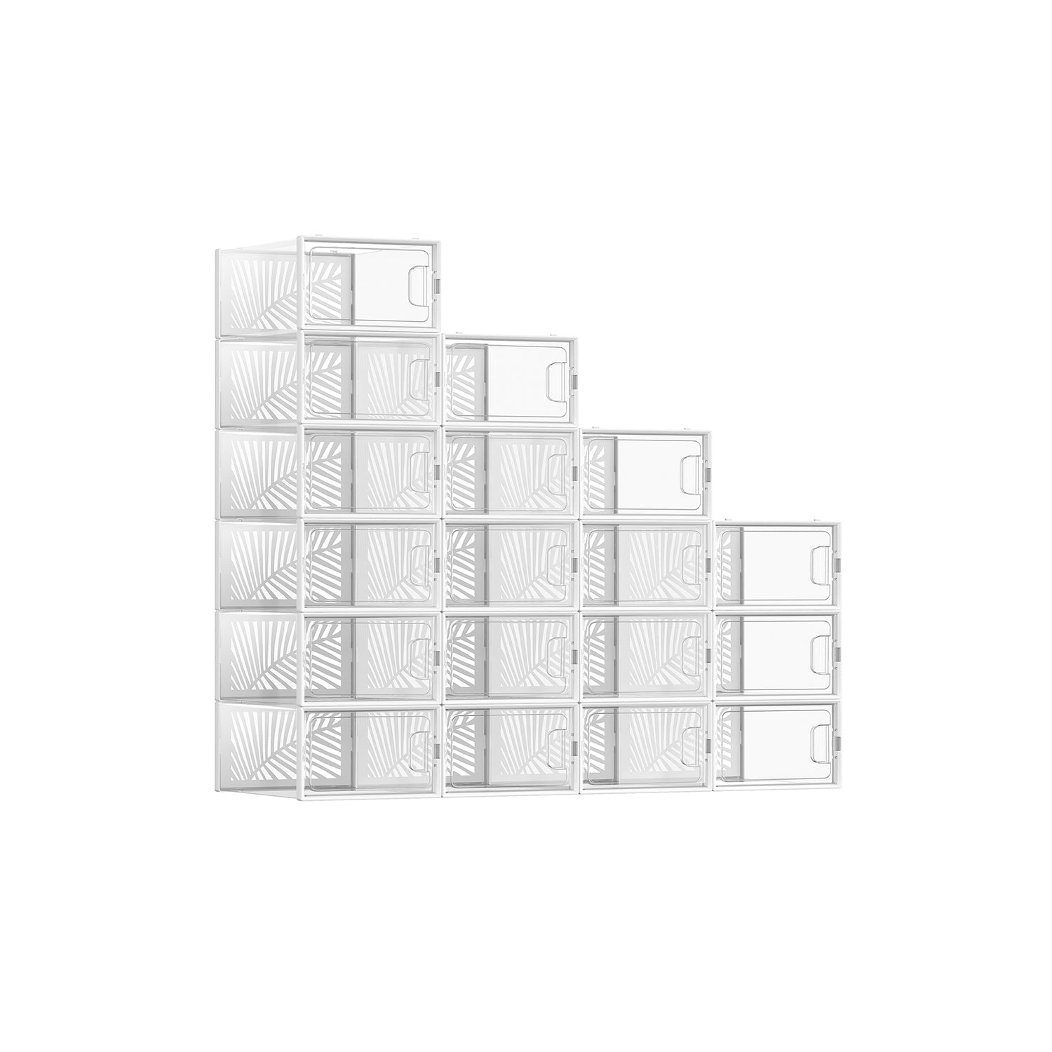 Shoe Storage Boxes - Plastic - Transparent and White - Stackable and Breathable