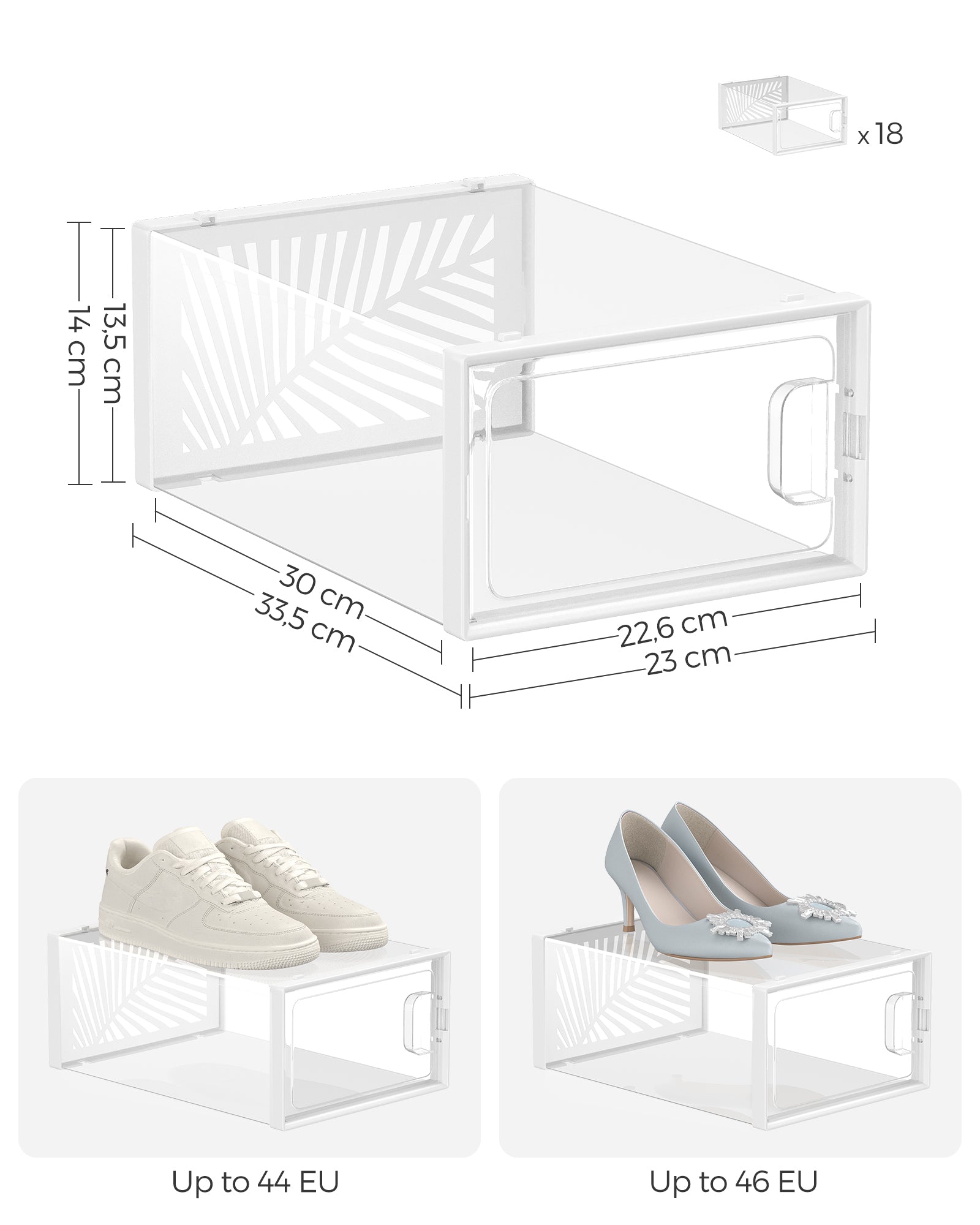 Shoe Storage Boxes - Plastic - Transparent and White - Stackable and Breathable