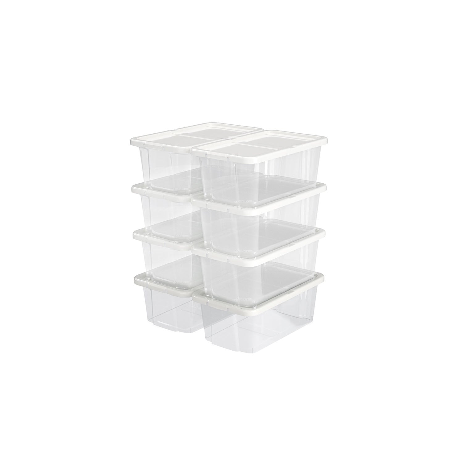 Storage Boxes - Clear Plastic - Transparent - Stackable Shoe Organiser Set of 8