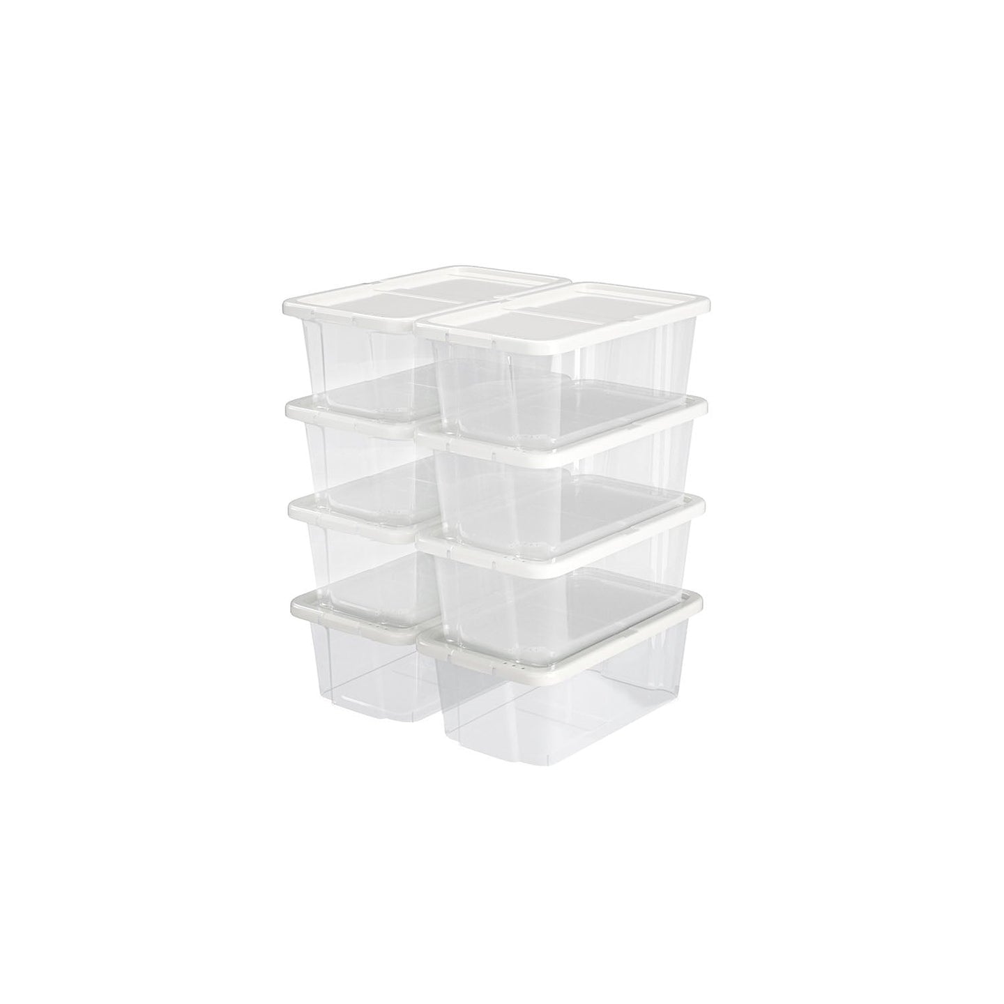Storage Boxes - Clear Plastic - Transparent - Stackable Shoe Organiser Set of 8
