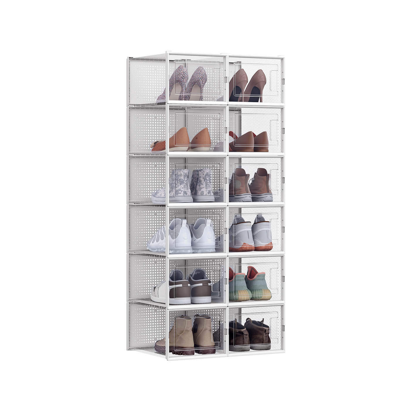 Shoe Storage Boxes - Plastic - Transparent and White - Stackable and Versatile