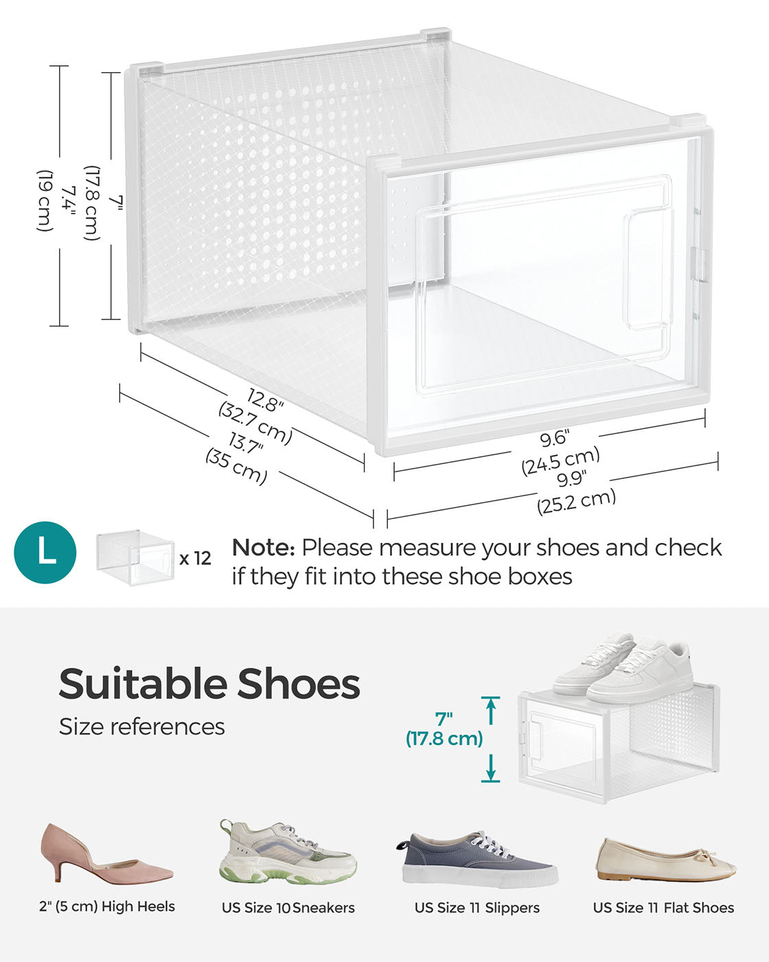 Shoe Storage Boxes - Plastic - Transparent and White - Stackable and Versatile