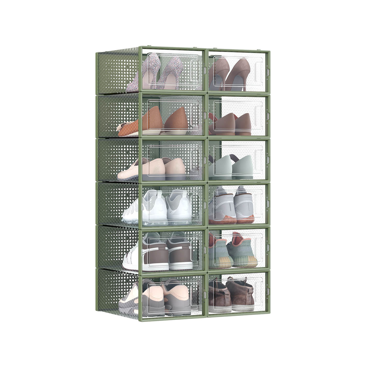 Stackable Shoe Boxes - Plastic - Transparent - 12-Pack