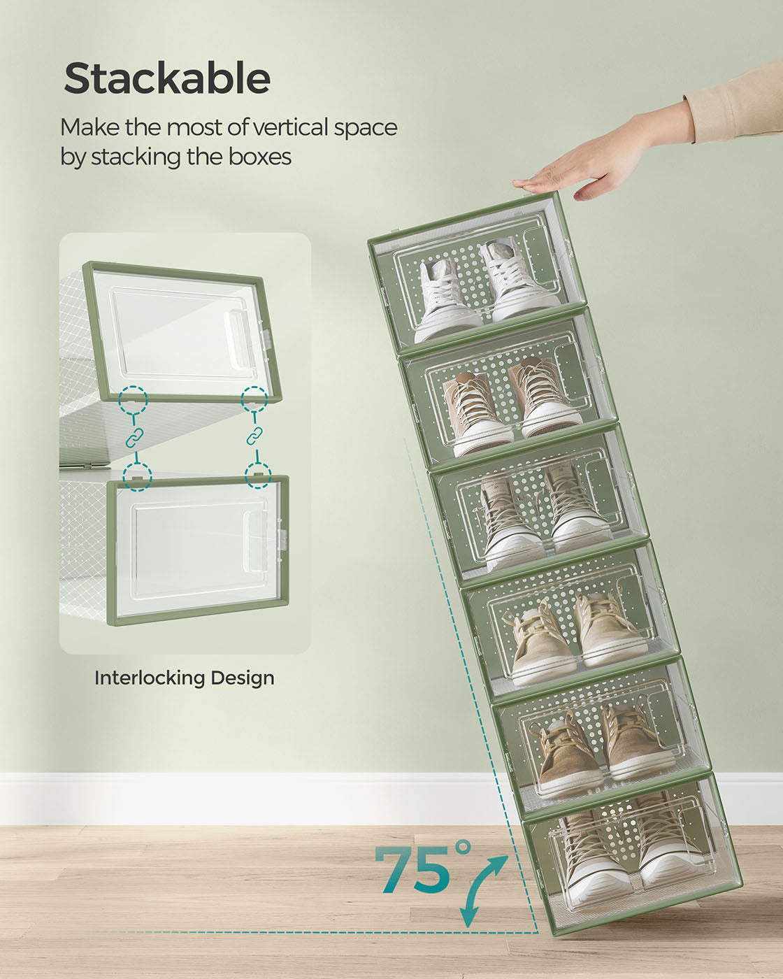 Stackable Shoe Boxes - Plastic - Transparent - 12-Pack