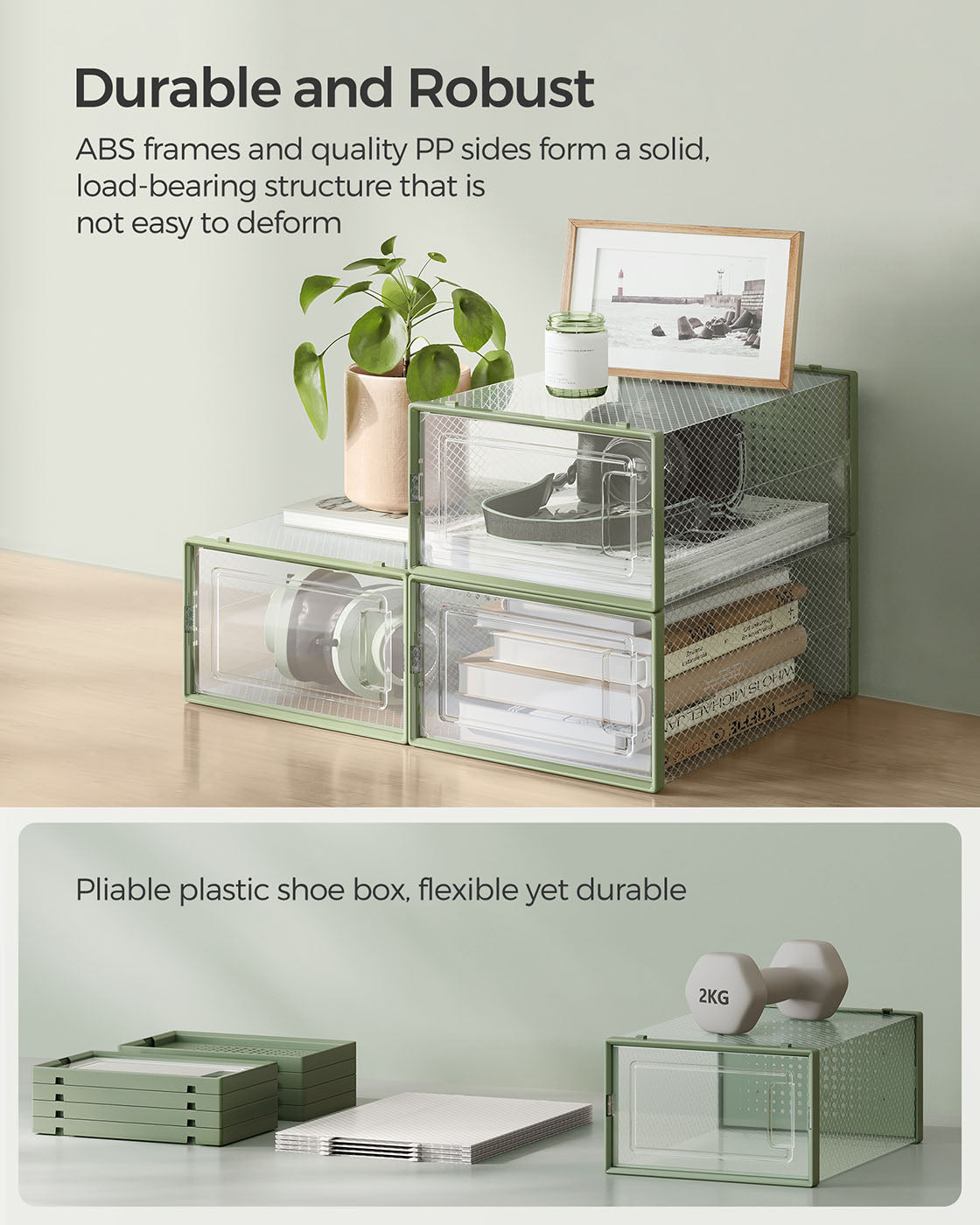 Stackable Shoe Boxes - Plastic - Transparent - 12-Pack
