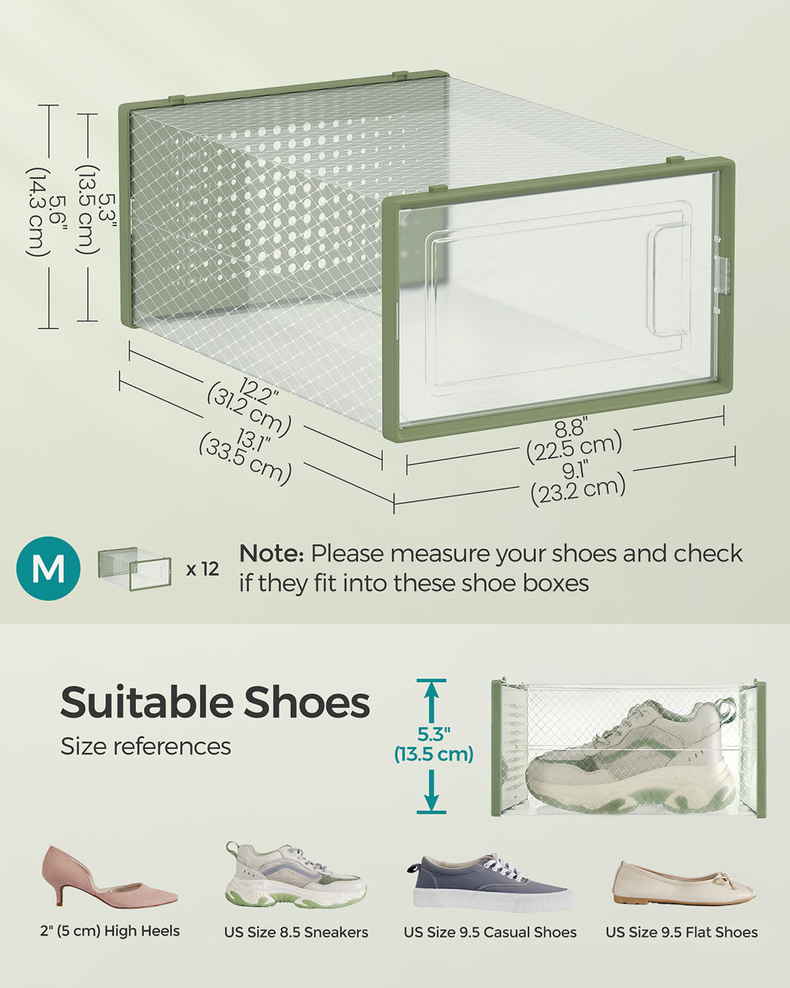 Stackable Shoe Boxes - Plastic - Transparent - 12-Pack