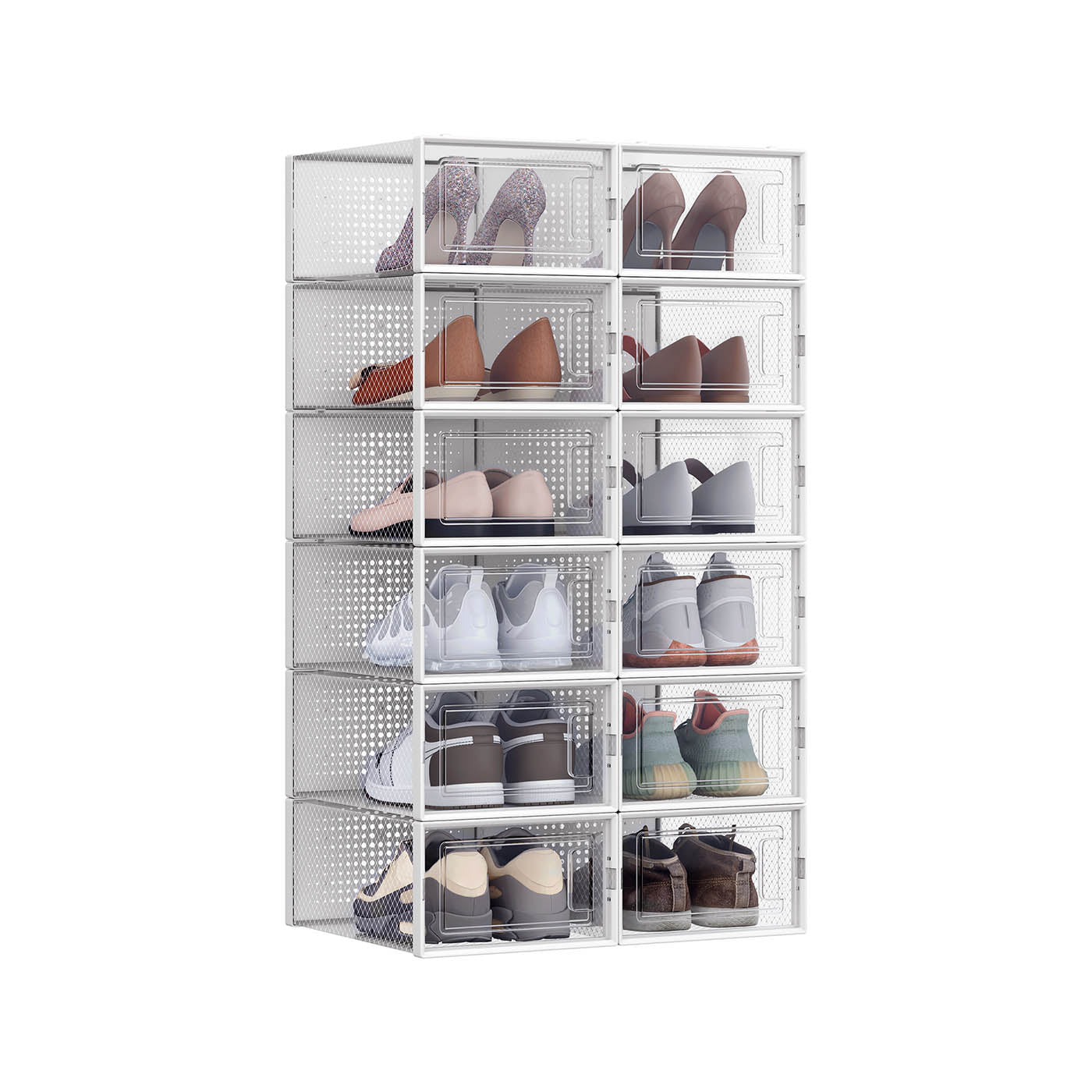 Shoe Storage Boxes - Plastic - Transparent - Stackable Design with Lids