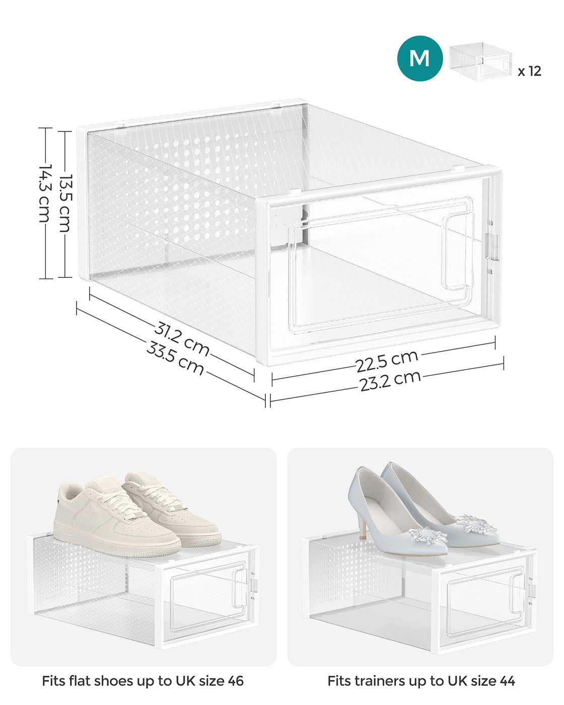 Shoe Storage Boxes - Plastic - Transparent - Stackable Design with Lids
