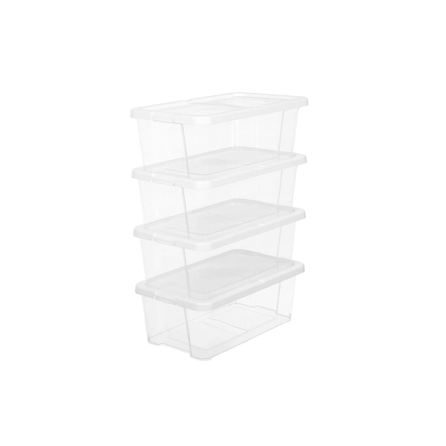 Storage Boxes - Plastic - Clear - Stackable Set of 12 with Lids