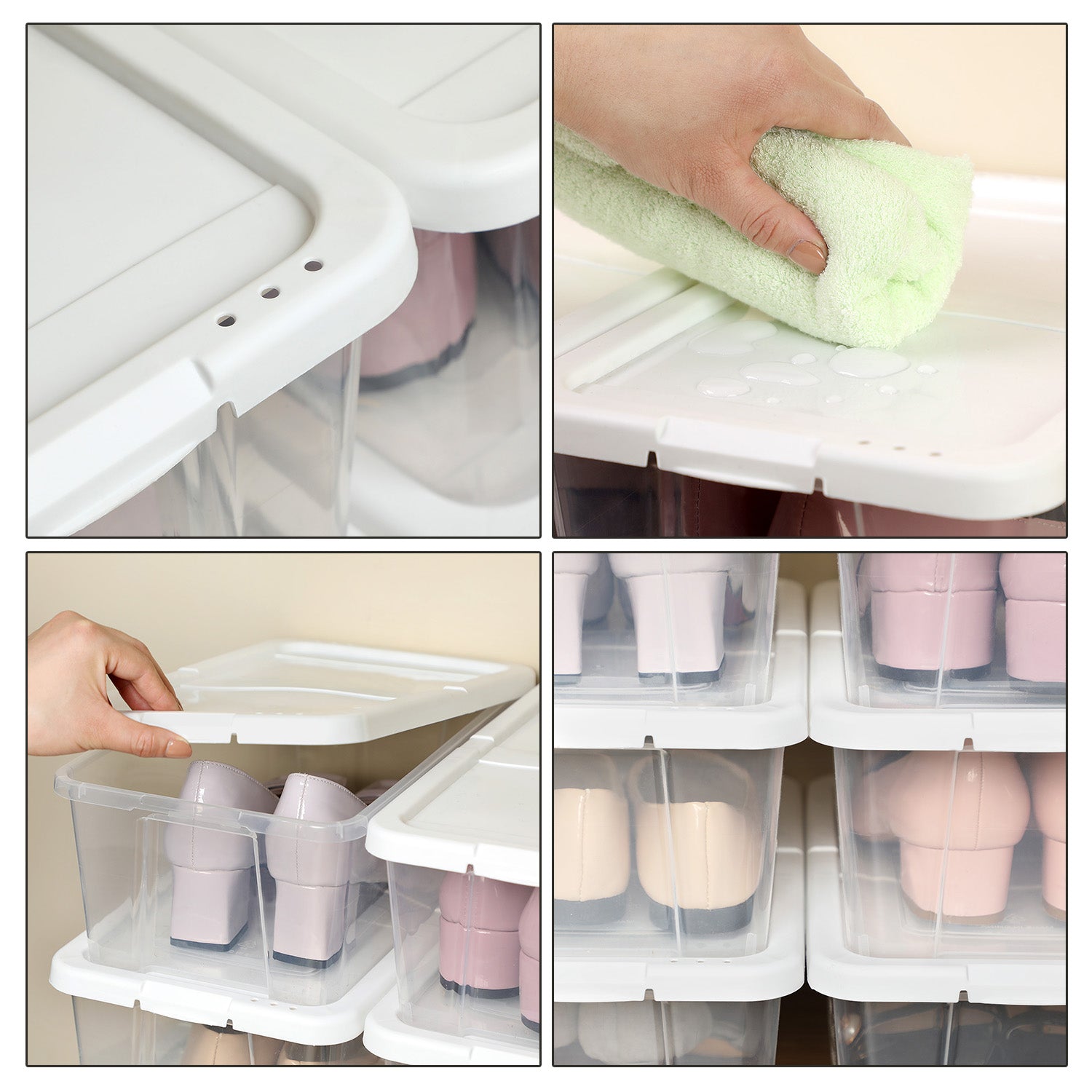 Storage Boxes - Plastic - Clear - Stackable Set of 12 with Lids